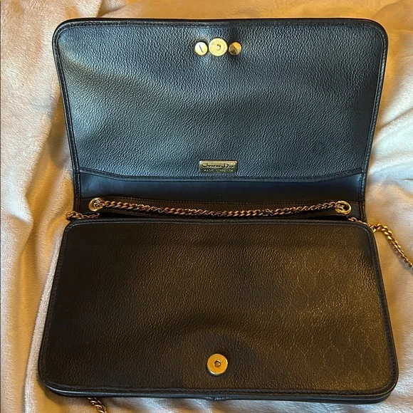 Dior Black Grain Leather Chain Crossbody Shoulder Bag - Picture 9 of 13